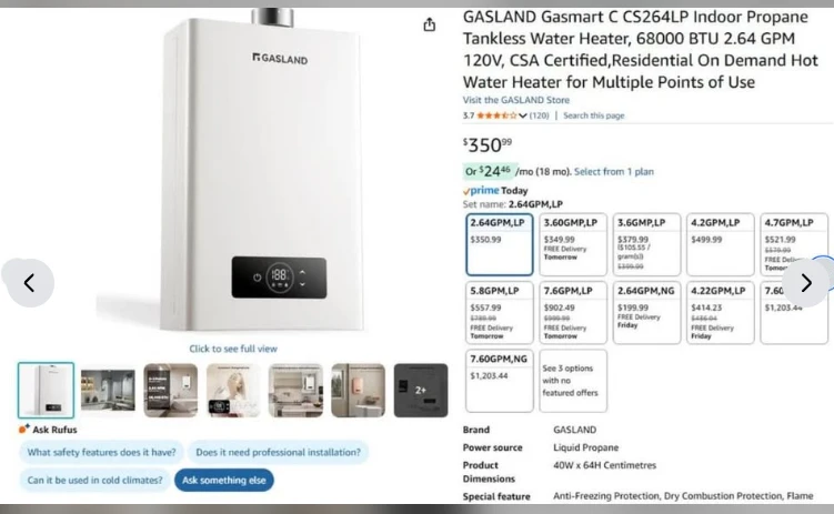 GASLAND Gasmart Indoor Propane Tankless Water Heater - photo 2