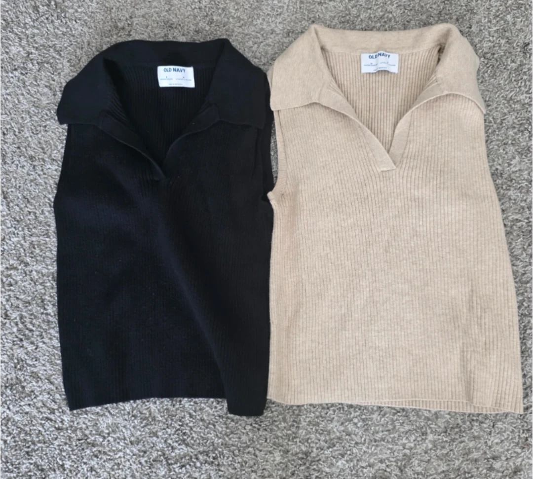 Old Navy Sleeveless Collared Sweater Vests (Black & Tan)
