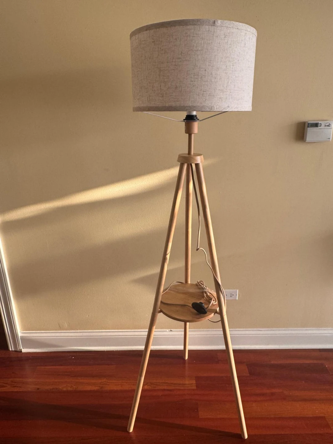 Wood Tripod Floor Lamp 63” w/ Shelf - photo 4