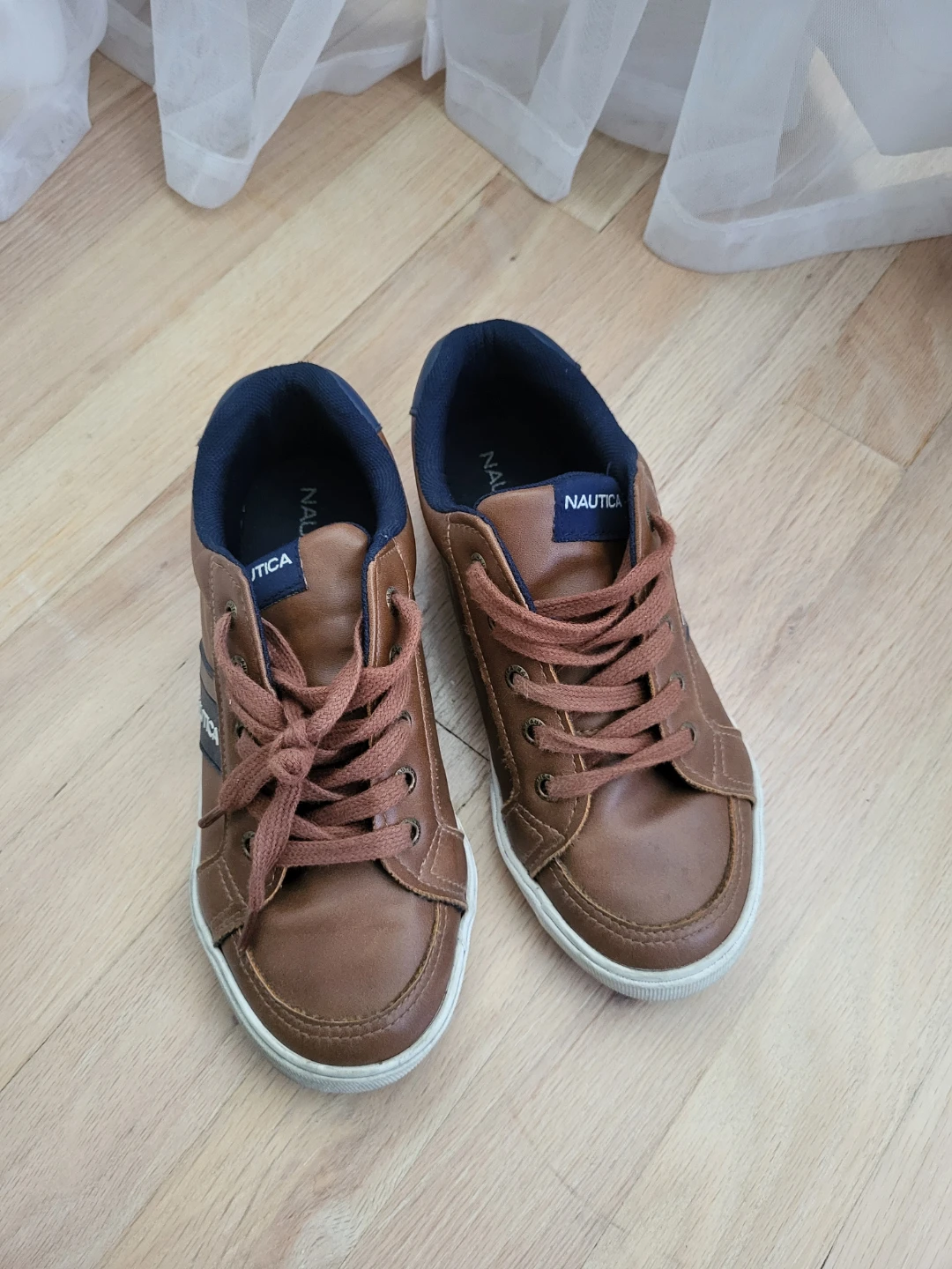 Nautica Brown Lace-Up Sneakers - Youth Size 2