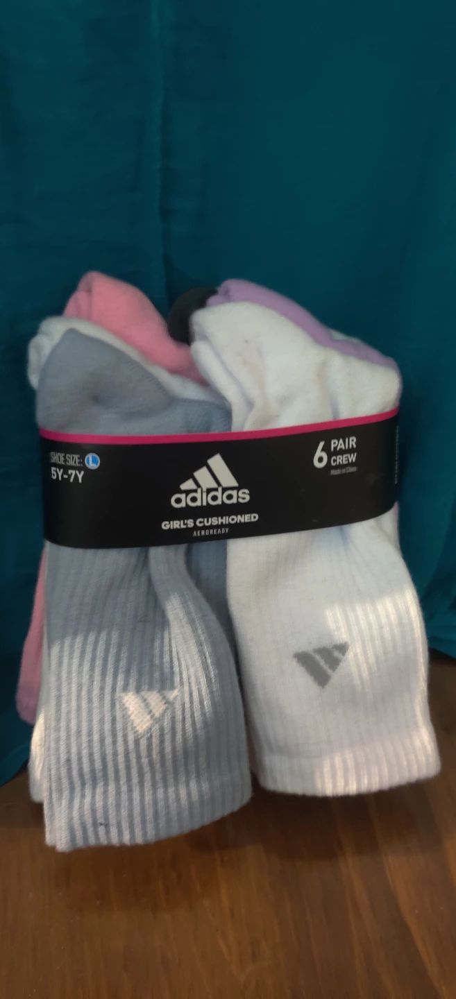 Adidas Girls' Cushioned Crew Socks - 6 Pair Pack
