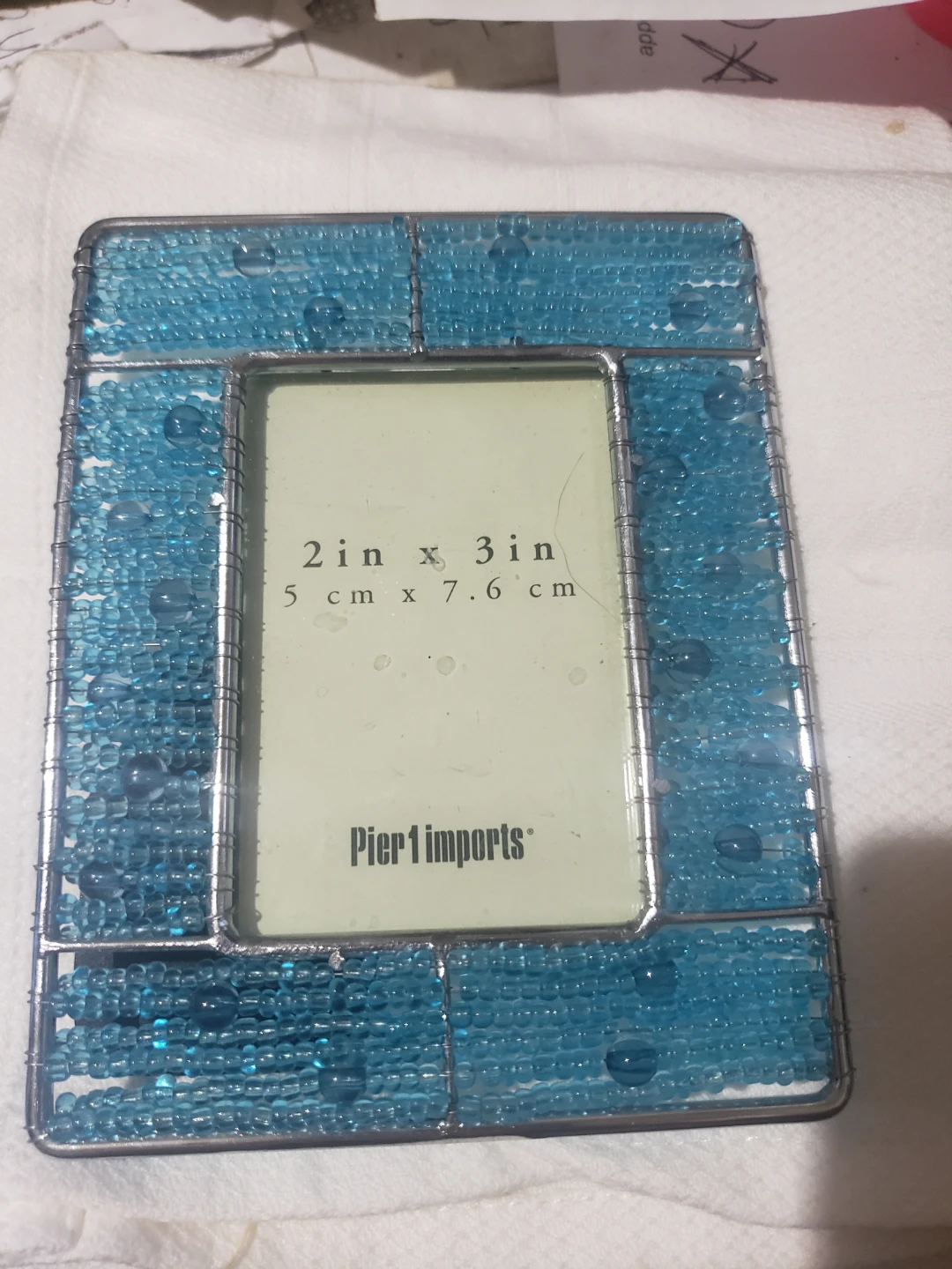 Pier 1 Imports Blue Beaded Photo Frame 2x3 Inch