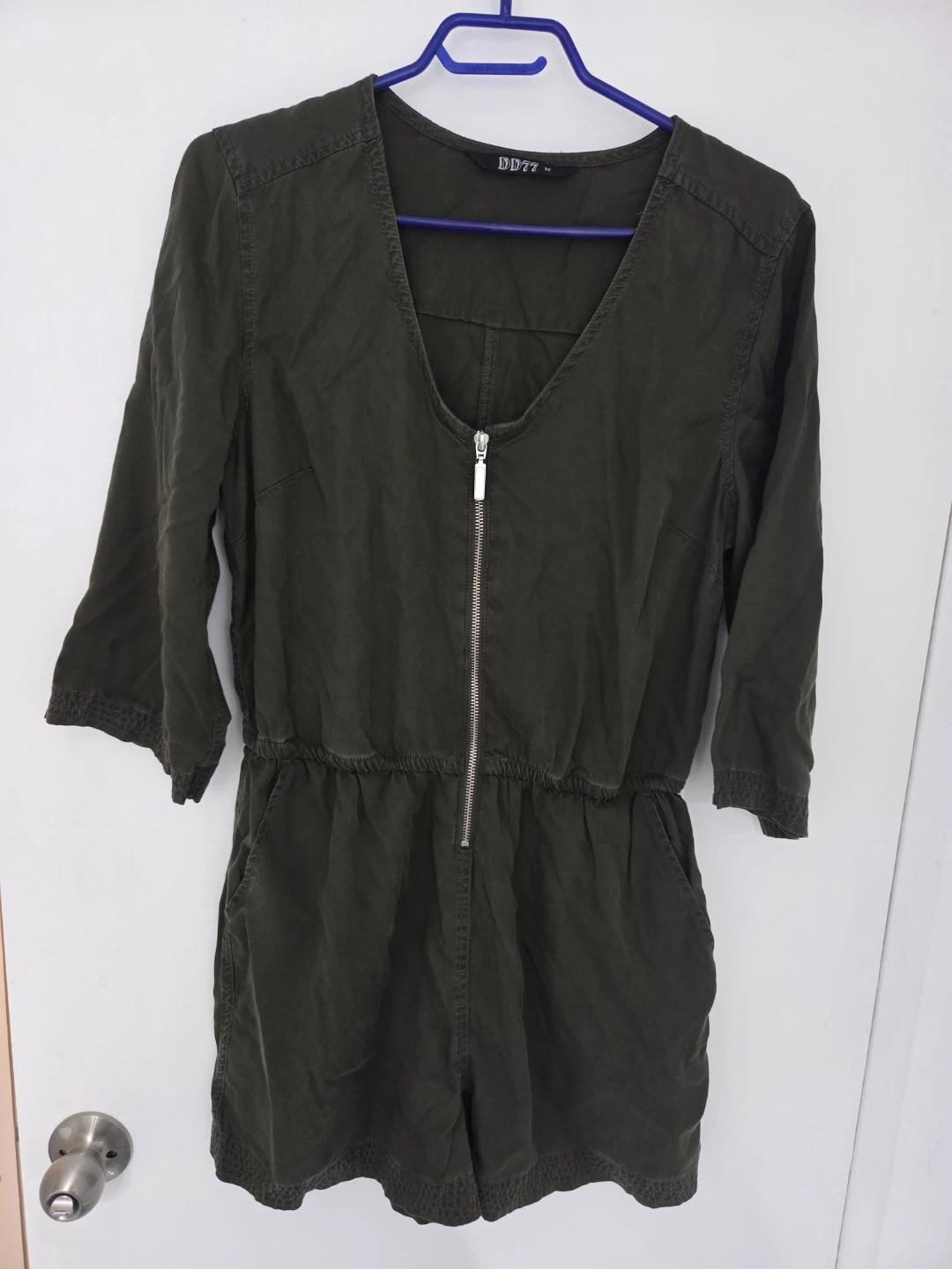 DD77 Olive Green Utility Romper - Size M