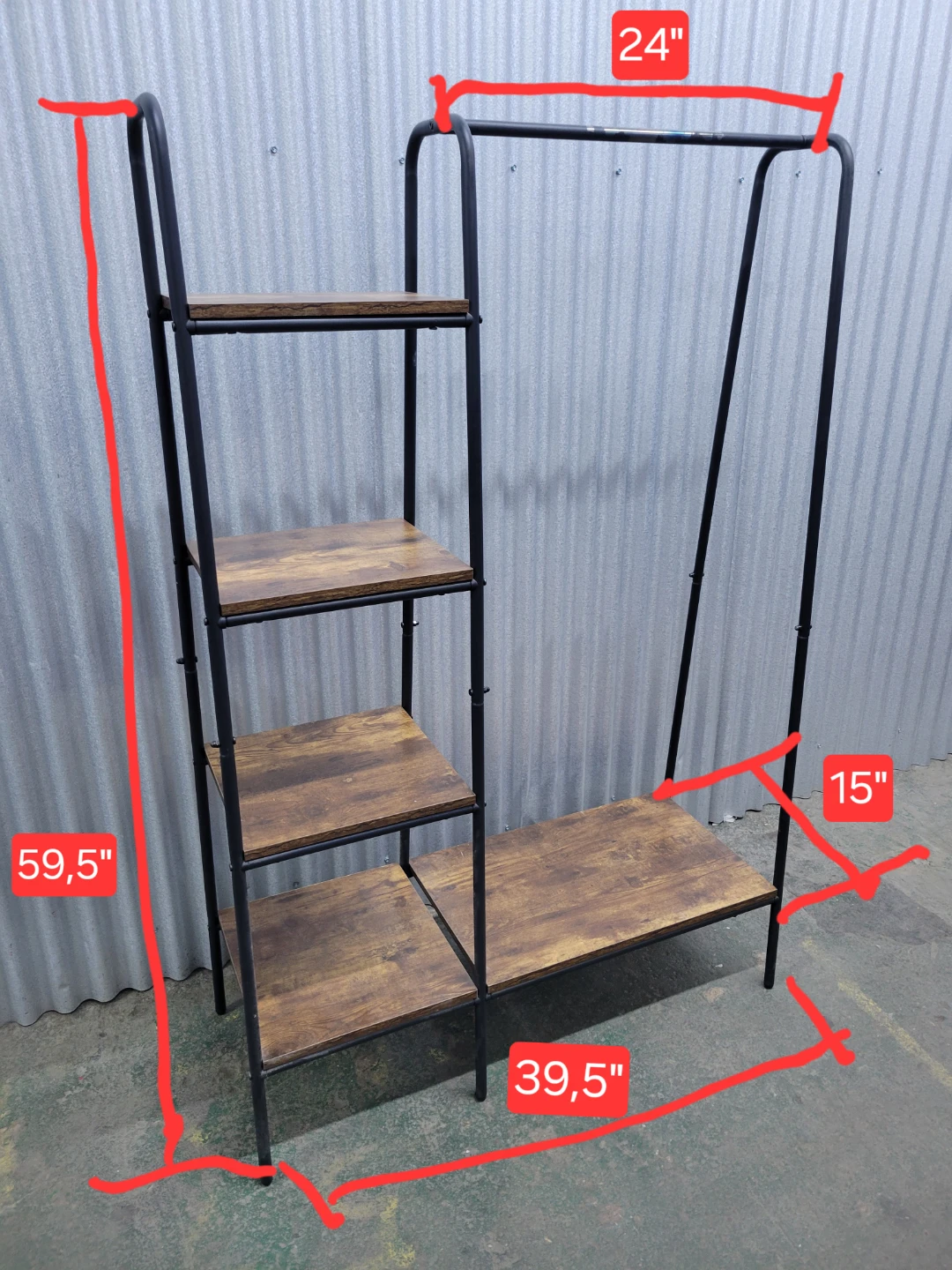 Industrial Style Garment Rack with Shelves - photo 2