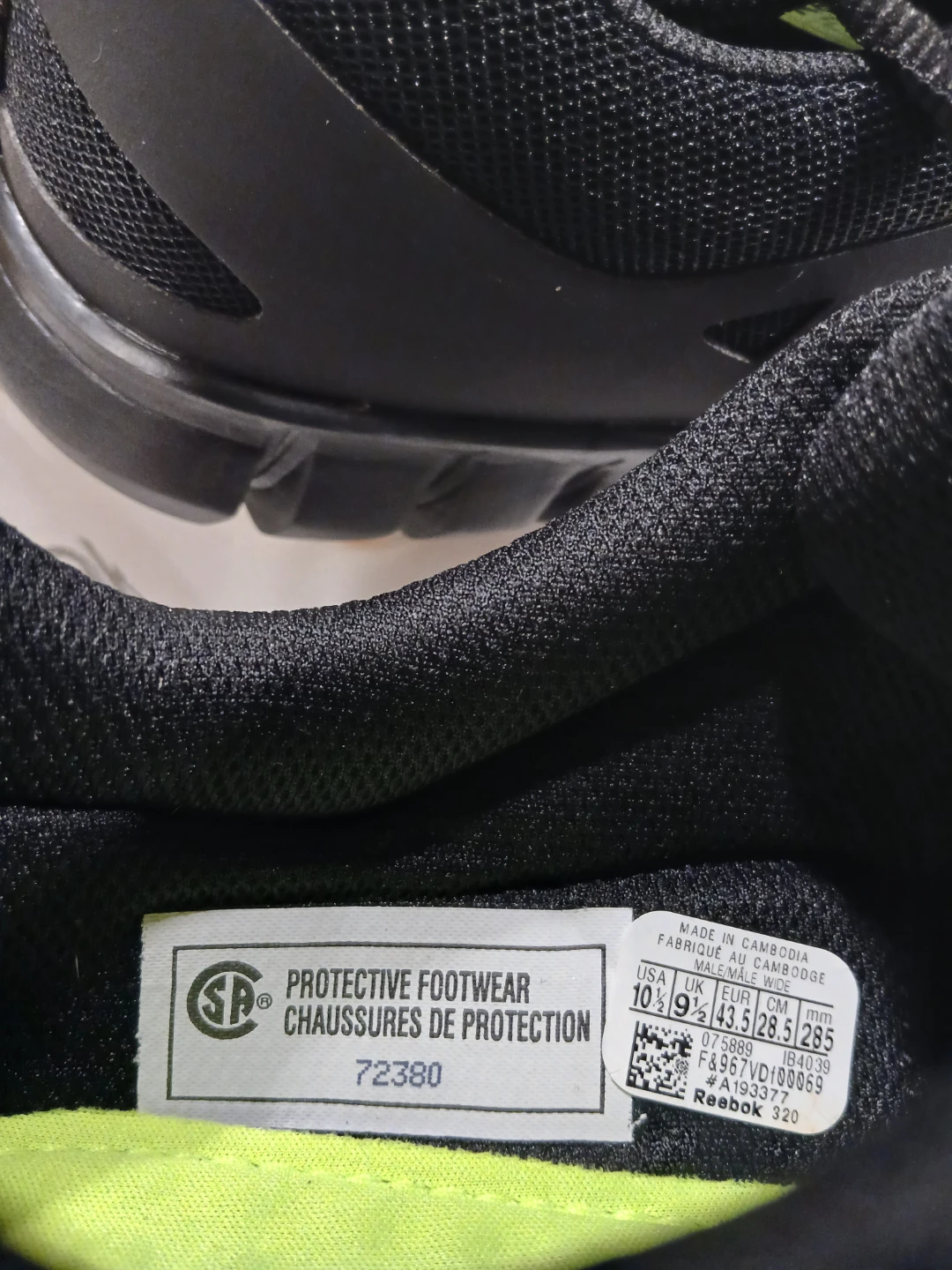 CSA! Reebok Protective Footwear - Black, Size 10.5 - photo 3