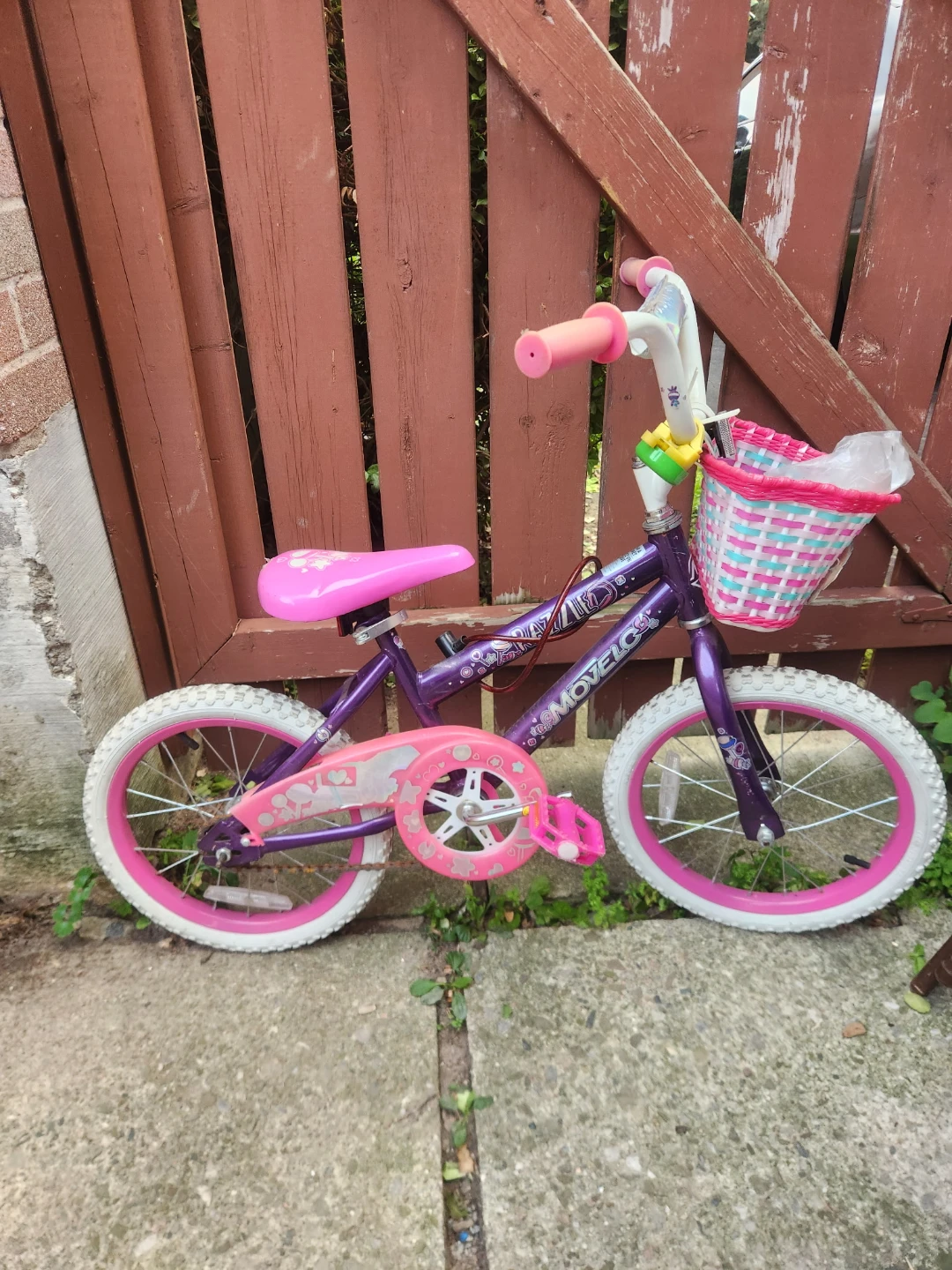 16" Purple Movelo Kids Bike with Pink Basket