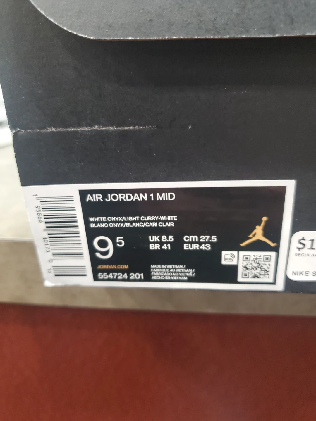 Air Jordan 1 Mid White Onyx Light Curry Size 9.5 - photo 5