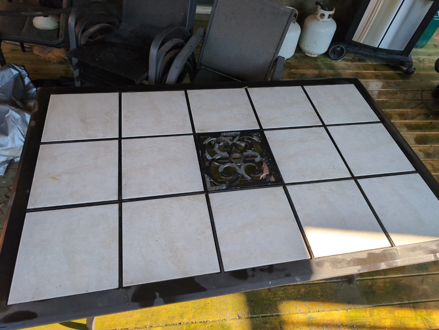 Outdoor Patio Table with Tile Top