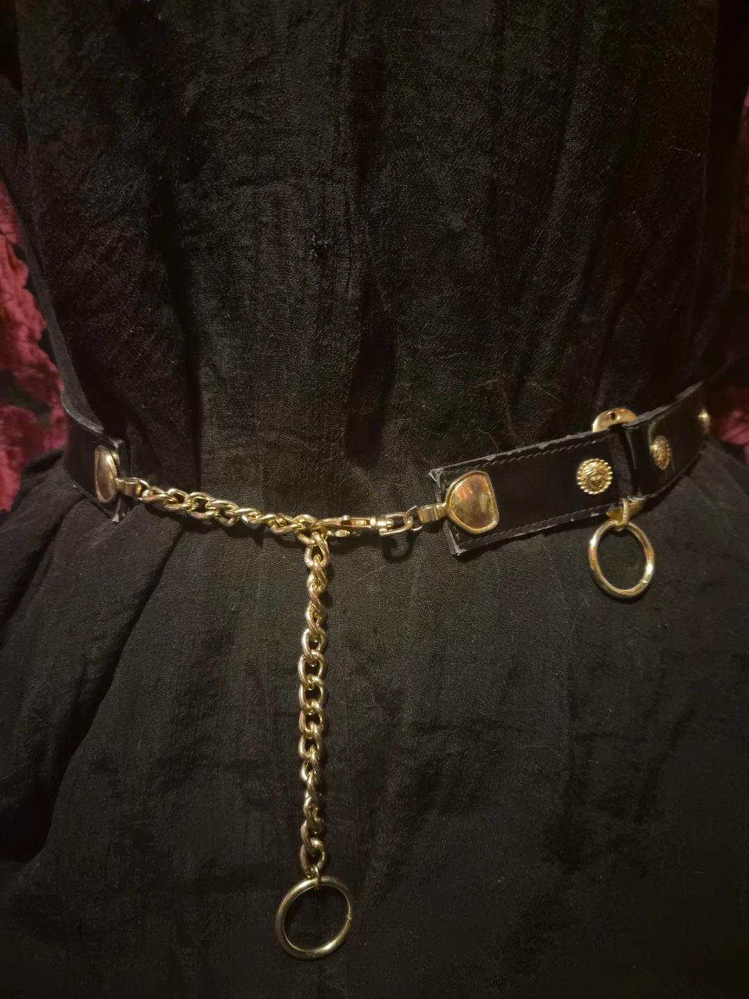 Black Belt with Gold Embellishments and Chain Detail - photo 3