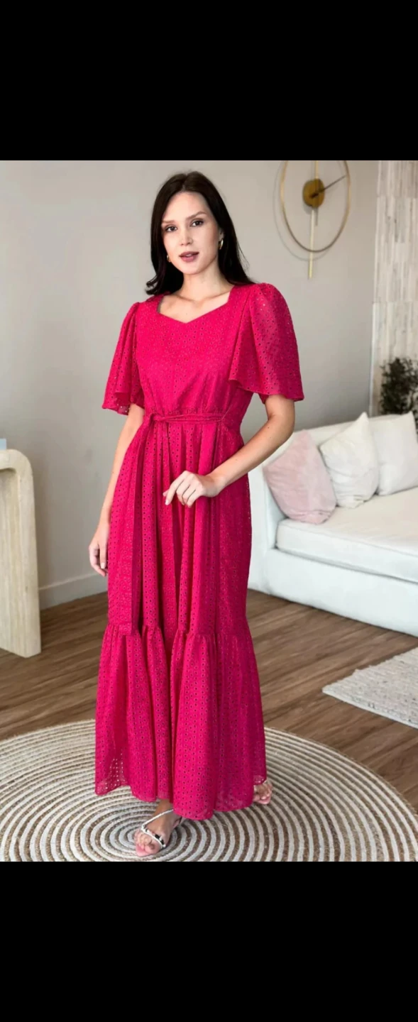 Pink Eyelet Maxi Dress