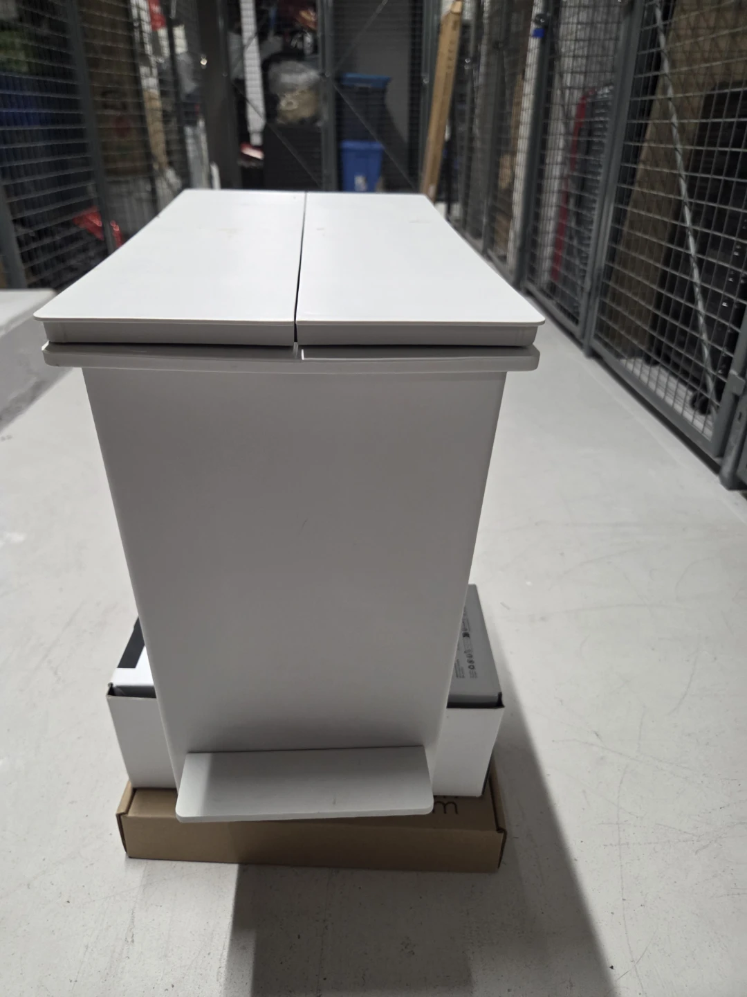 White Pedal Bin with Double Lid