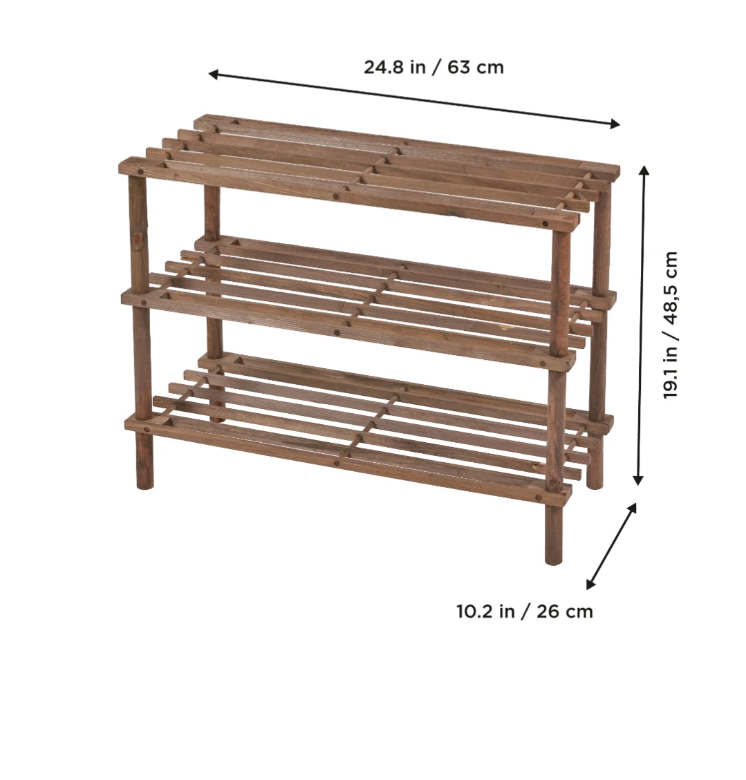 3-Tier Wooden Shoe Rack