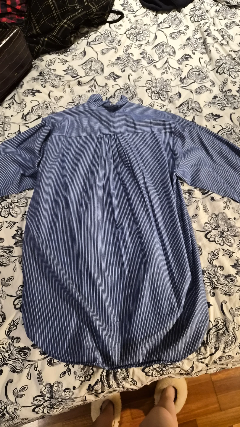 ZARA Blue Striped Long Sleeve Button-Up Shirt - photo 4