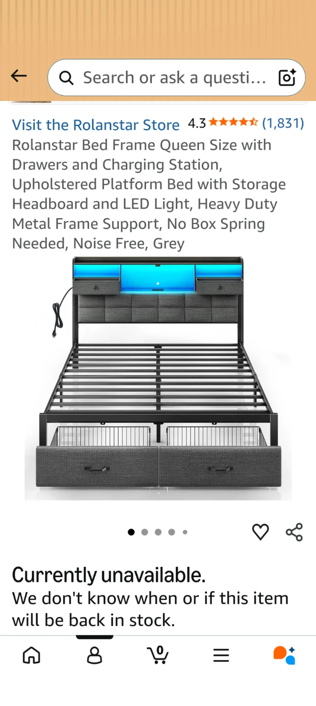 Queen Bed Frame w/Drawers and Charging Station - photo 2