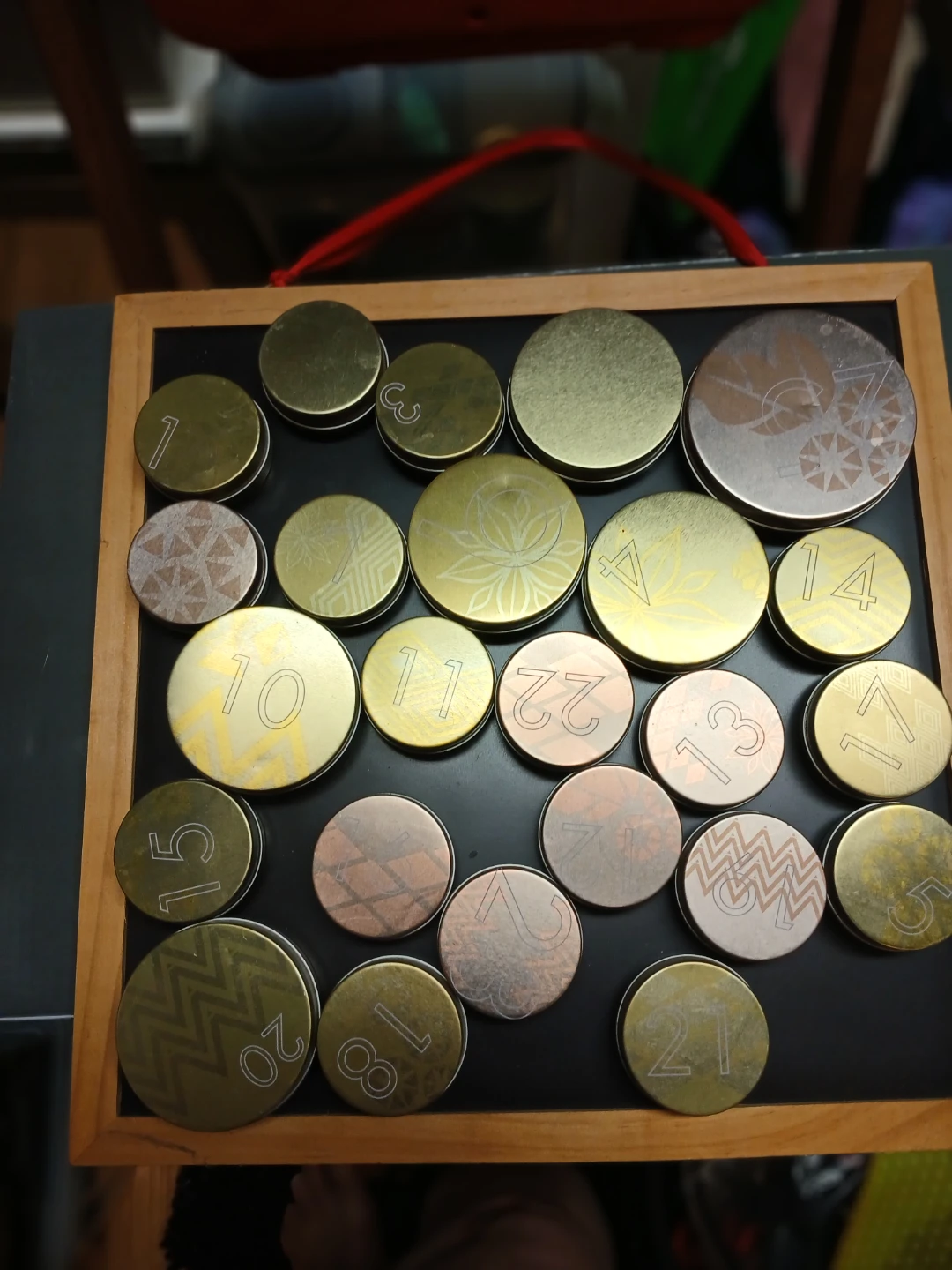 Numbered Metal Tins with Designs