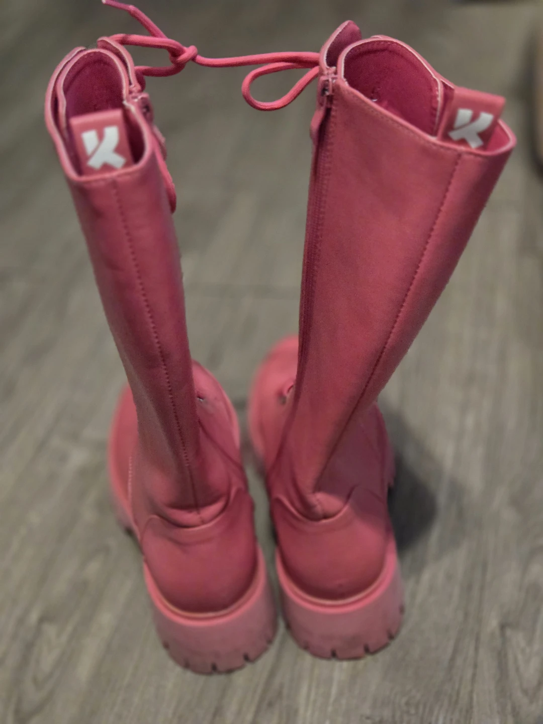 Pink Lace-Up Knee-High Boots - photo 3