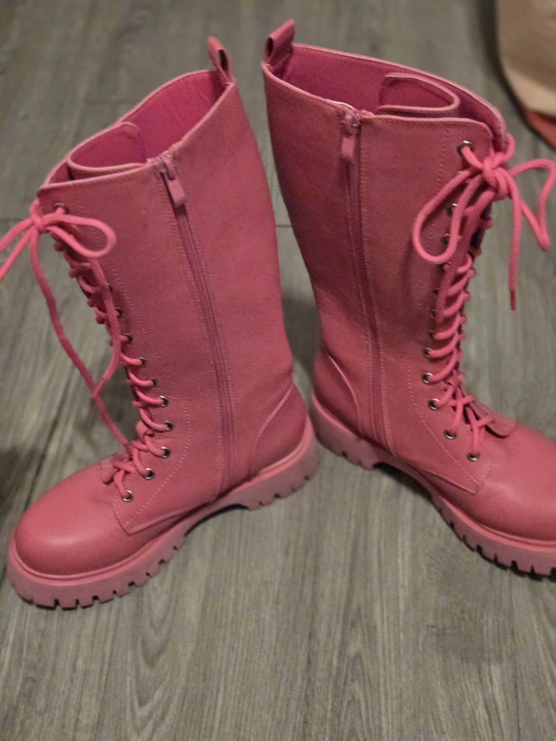 Pink Lace-Up Knee-High Boots - photo 5