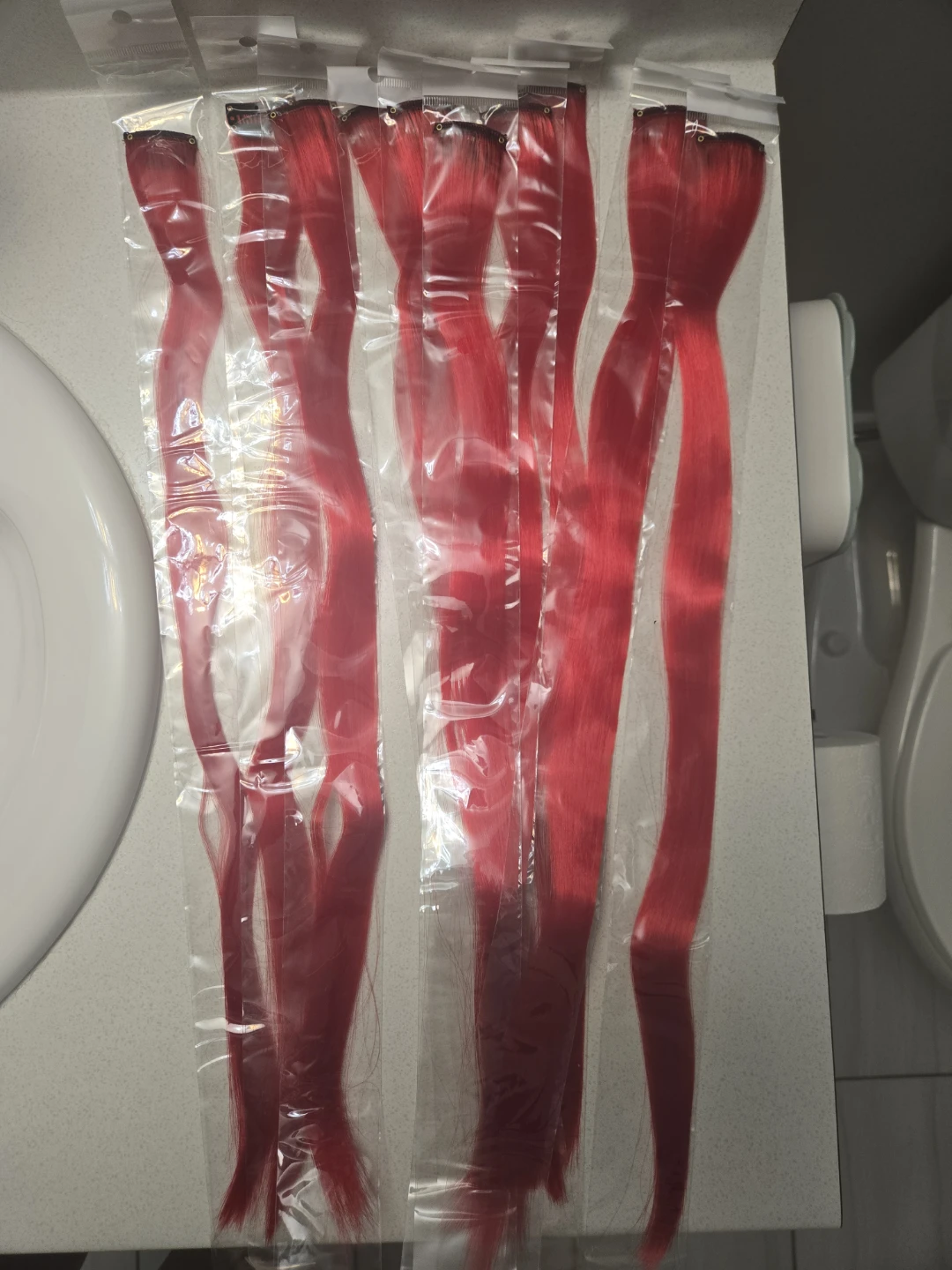 Vibrant Red Clip-In Hair Extensions 10 pack