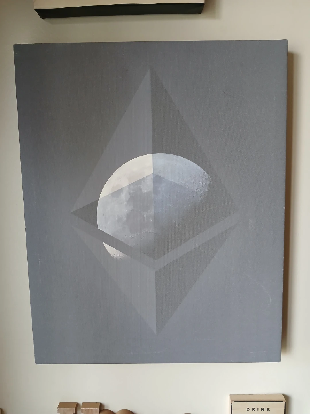 Abstract painting canvas Art "Ethereum On The Moon" 16"×20"