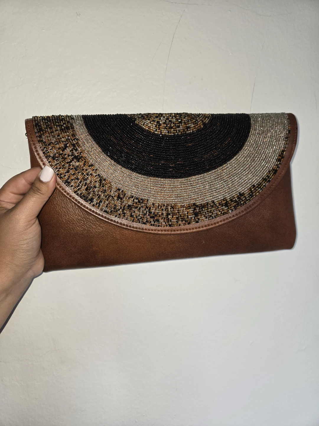 Maasai handcrafted African beaded leather clutch purse