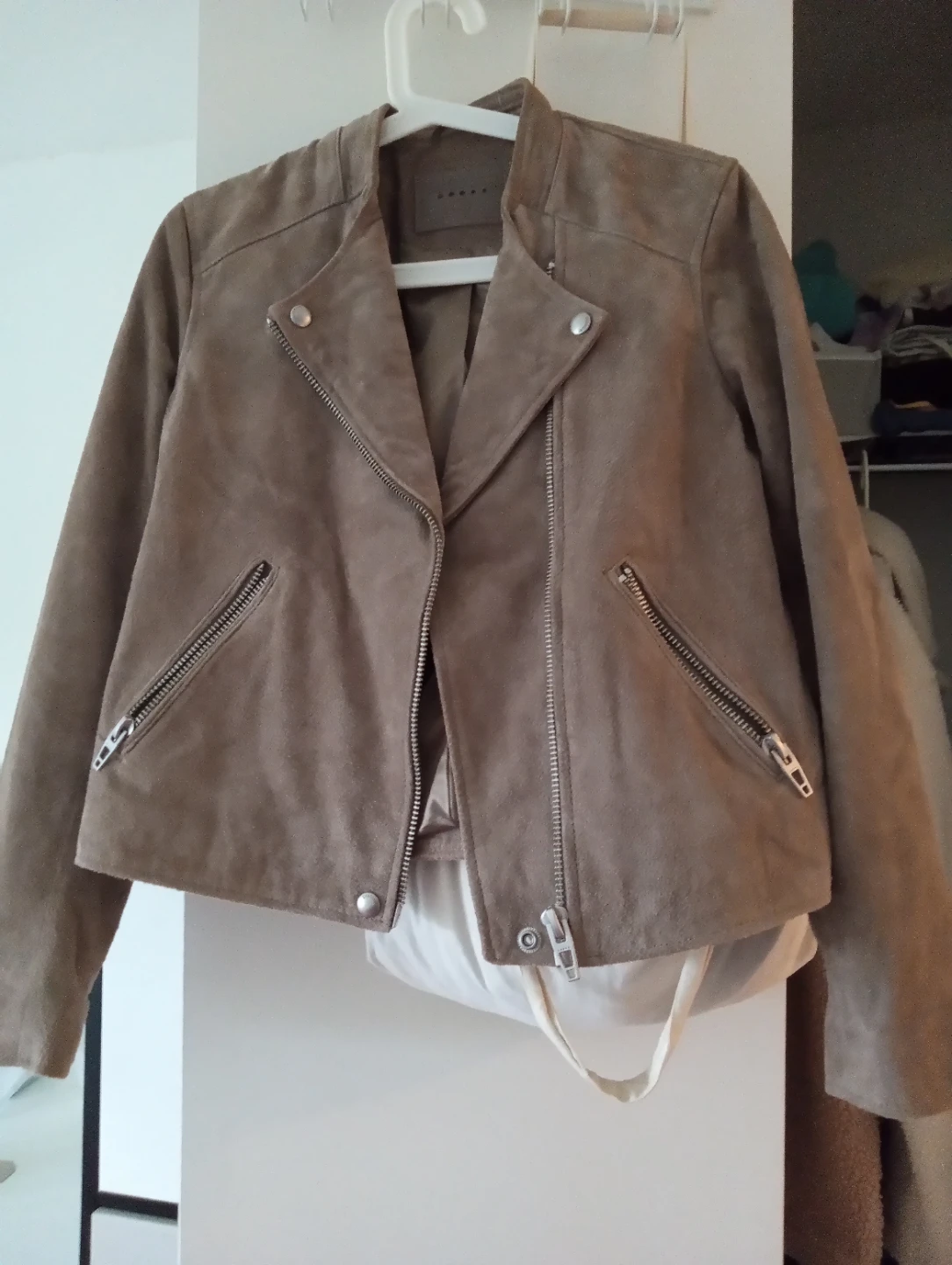 Leather Jacket sz S, wore once , cleaning up closet.