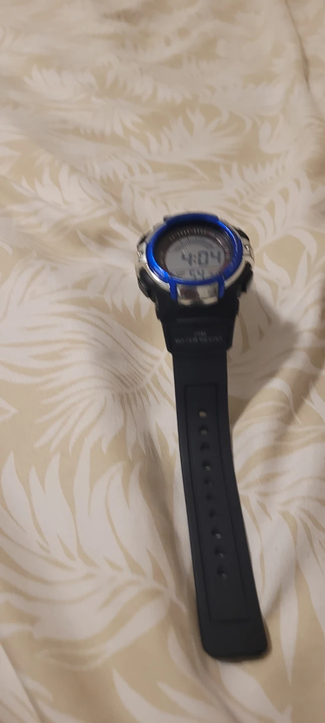 Digital Watch with Blue Bezel