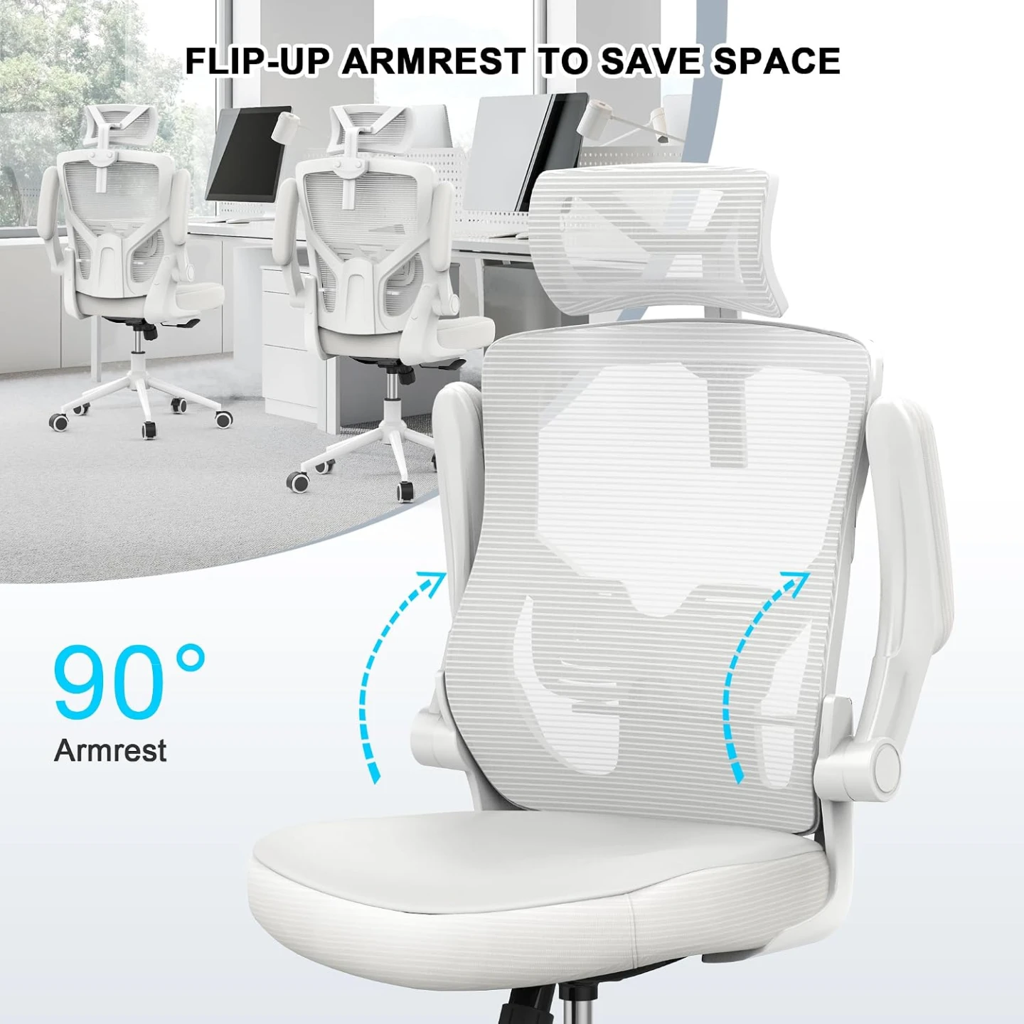 Ergonomic office chair with adjustable headrest & lumbar support - photo 4