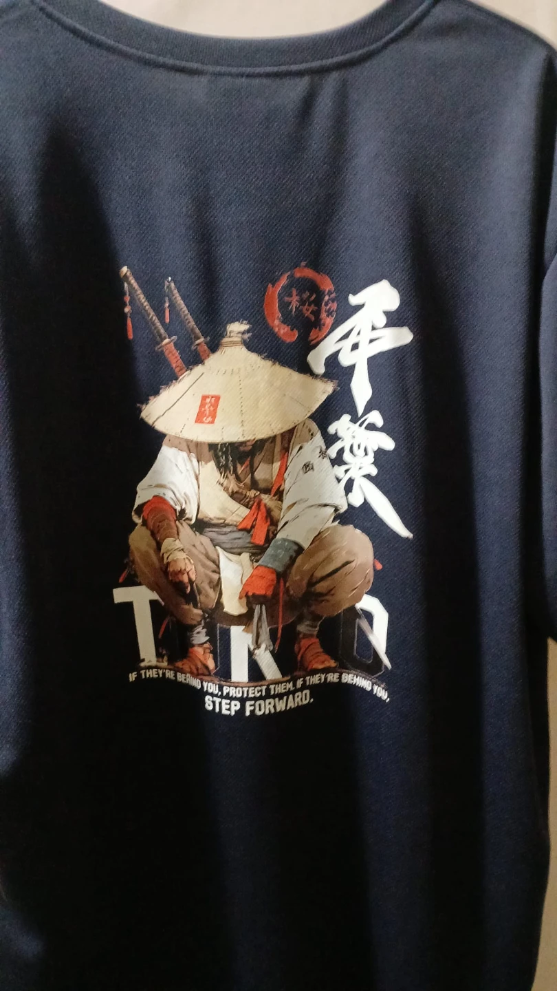 Navy Blue T-Shirt with Samurai Graphic - XXL