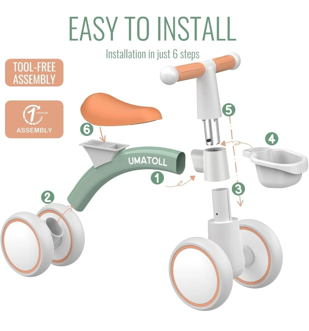 Umatoll Baby Balance Bike Green - photo 5