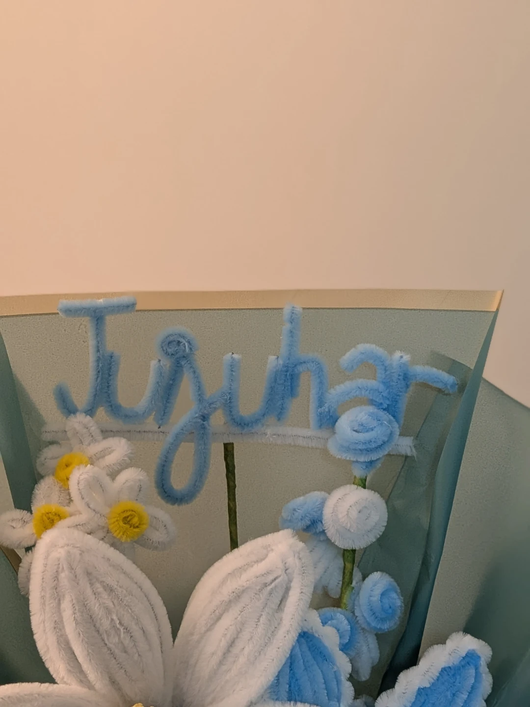 Nush customized Handmade Pipe Cleaner Flower Bouquet with Rakhi - photo 4