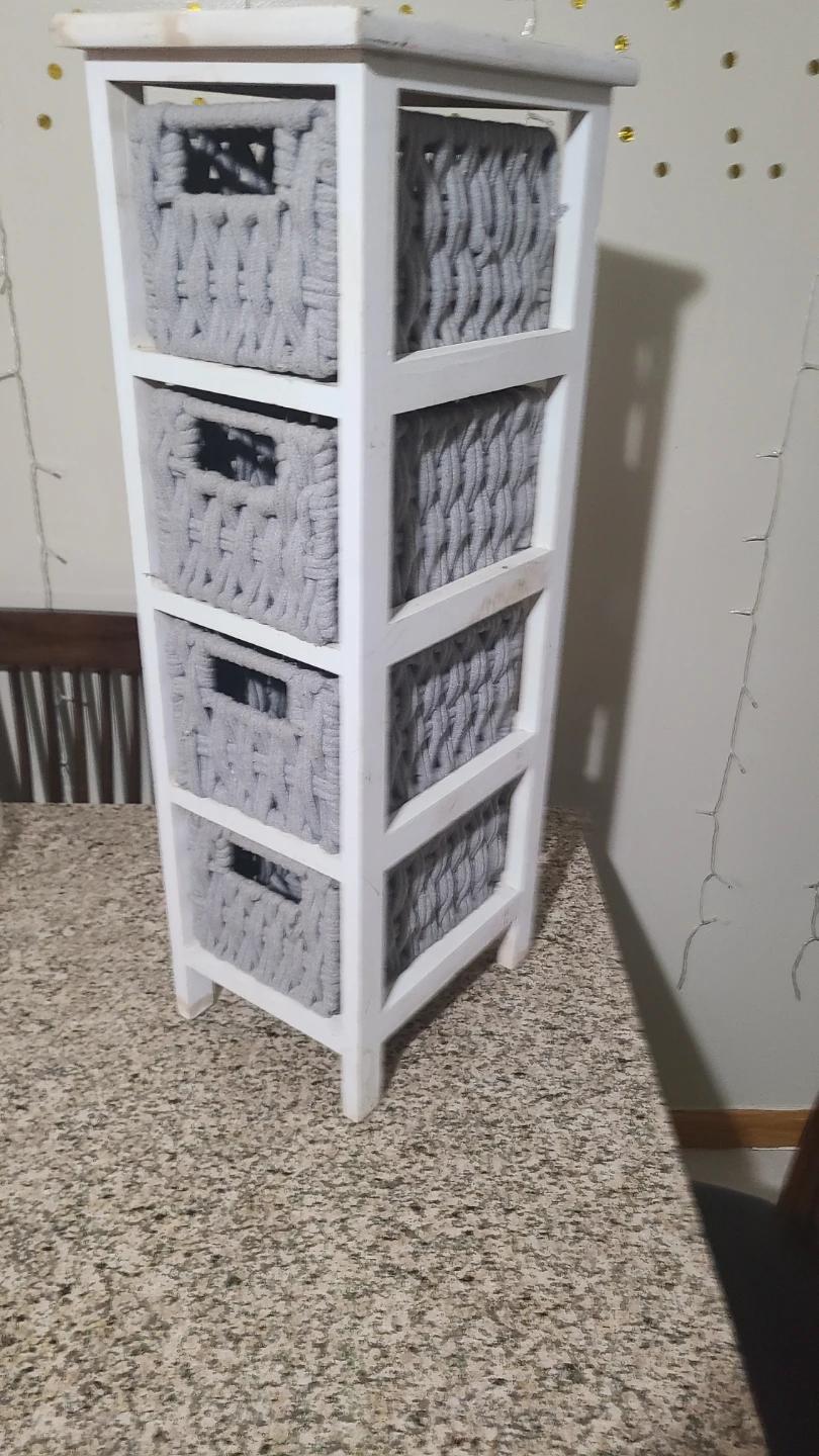 White 4-Drawer Storage Unit with Grey Baskets - photo 3