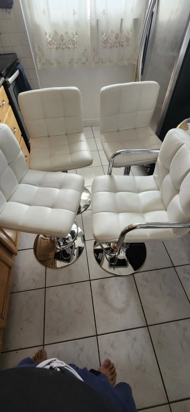 White Adjustable Bar Stool