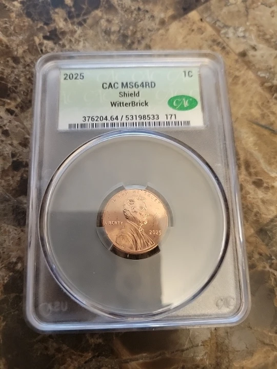 2025 Lincoln Shield Penny - CAC MS64RD WitterBrick Graded