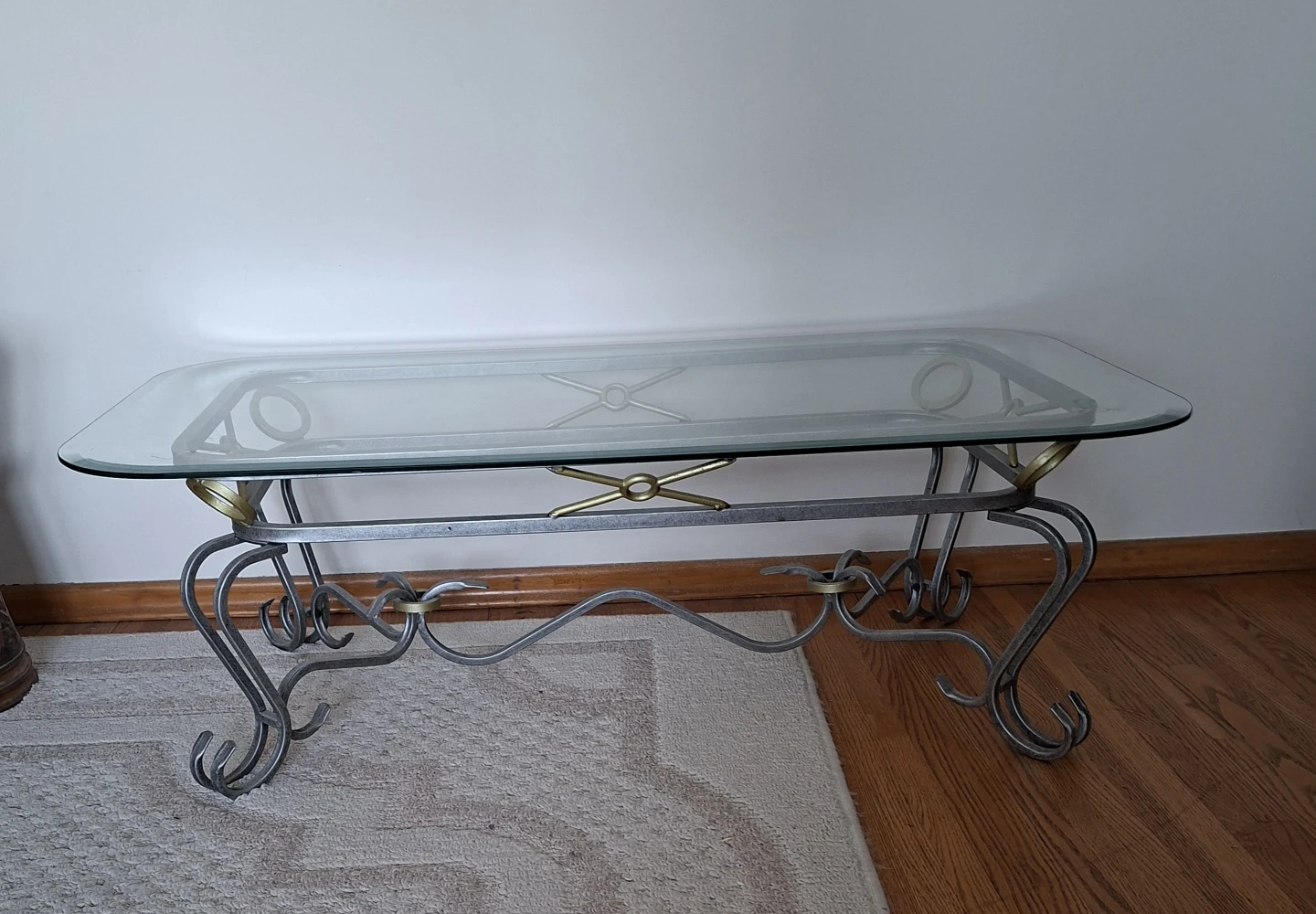 Glass and metal coffee table