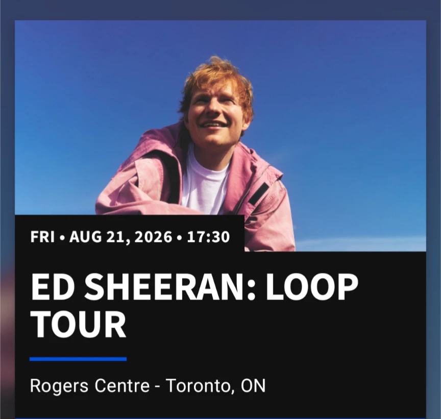Ed Sheeran: Loop Tour Ticket x 2