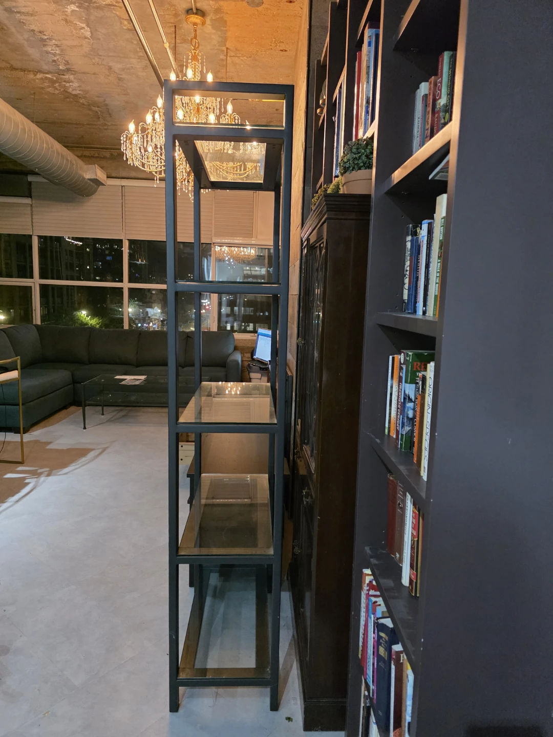 Crate and Barrel Metal and Glass Shelf Unit - photo 3