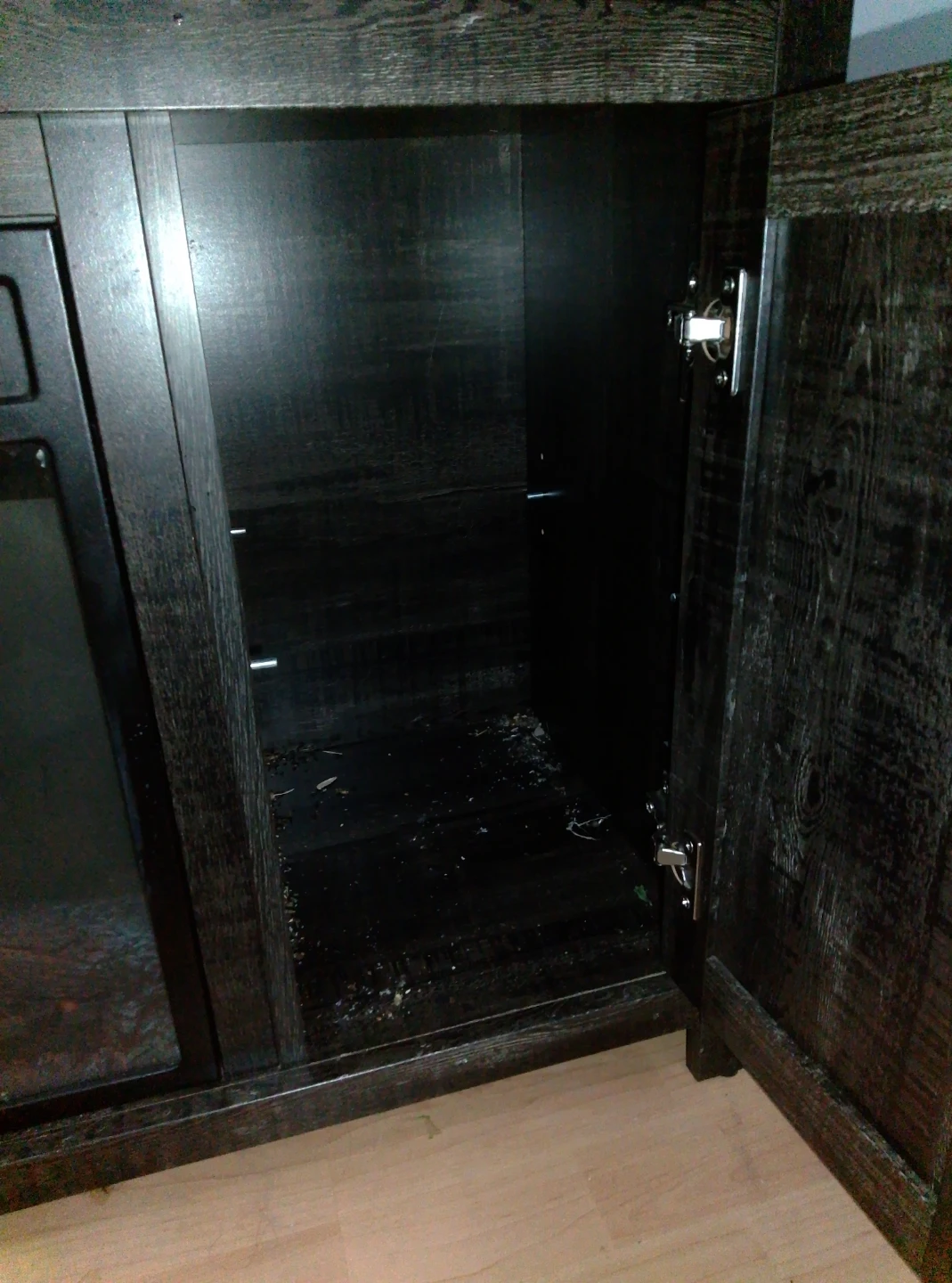 Dark Wood Media Console with Fireplace Insert - photo 3
