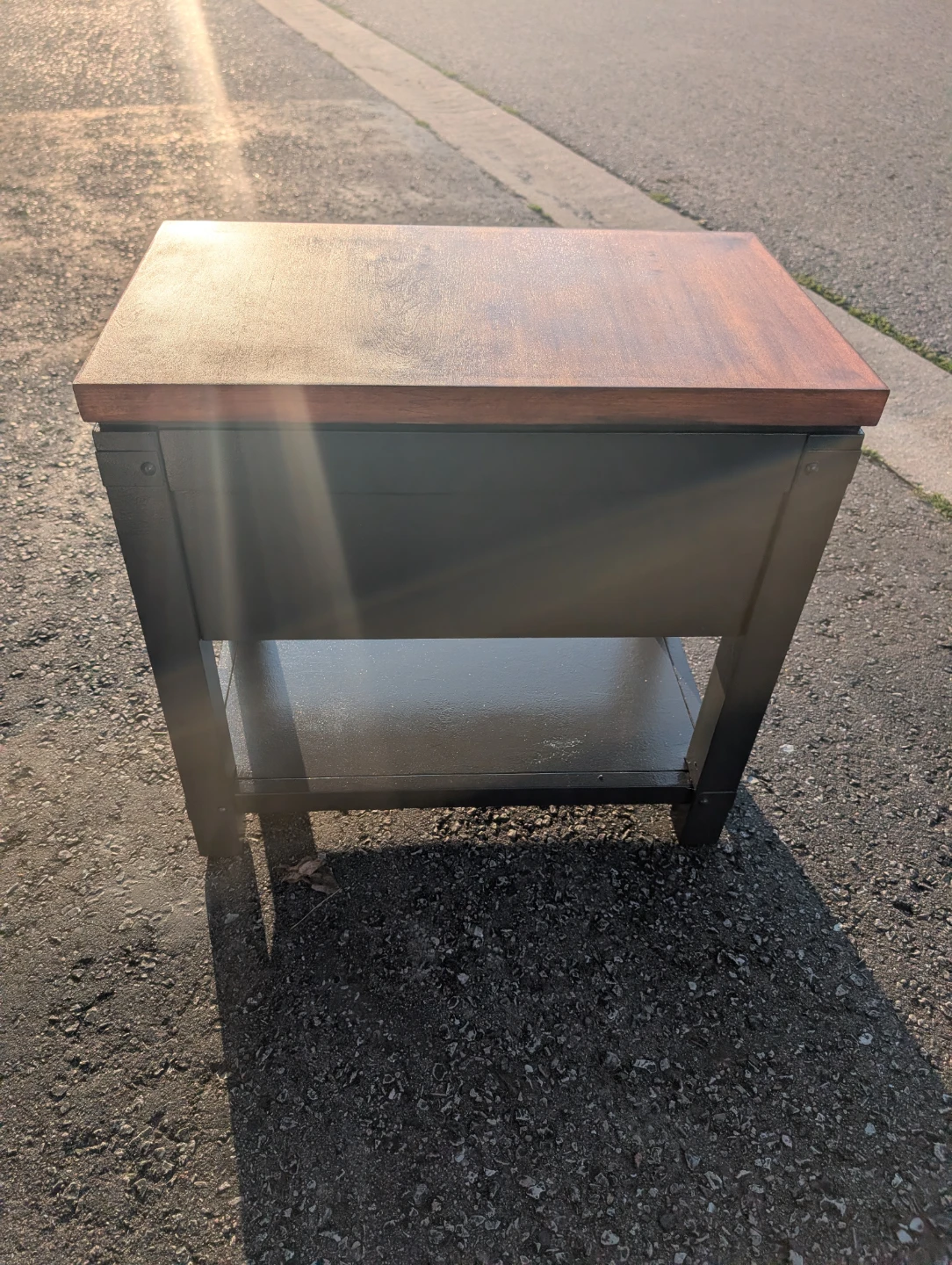 Wooden Top Side Table with Drawer and Shelf - photo 2