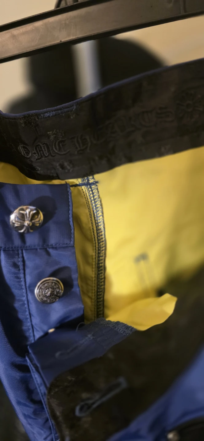 Chrome Hearts Blue Nylon Shorts with Yellow Cross - photo 4