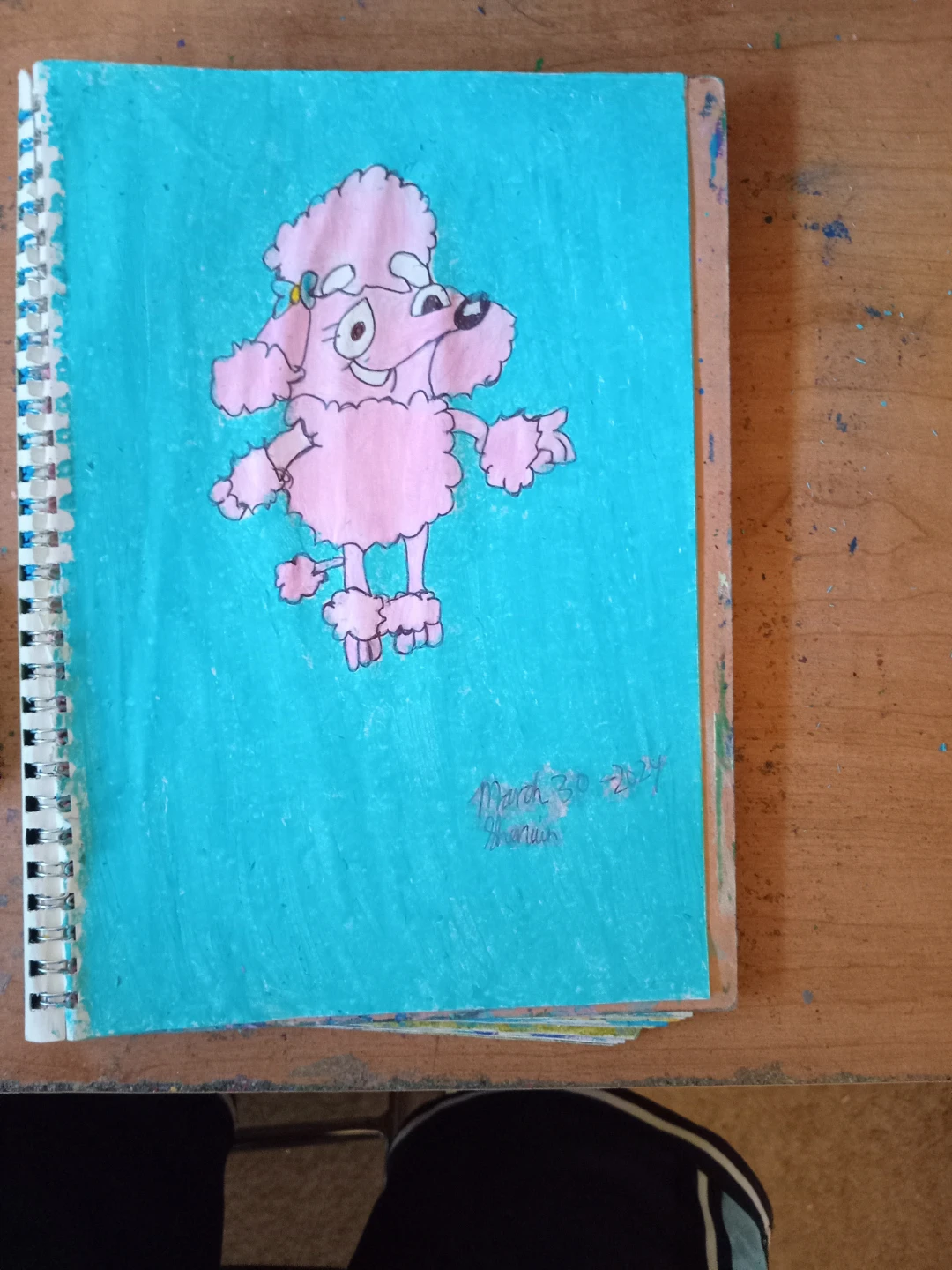 Pink Poodle with Light Blue Background by Custom Artist Sherwin - photo 5