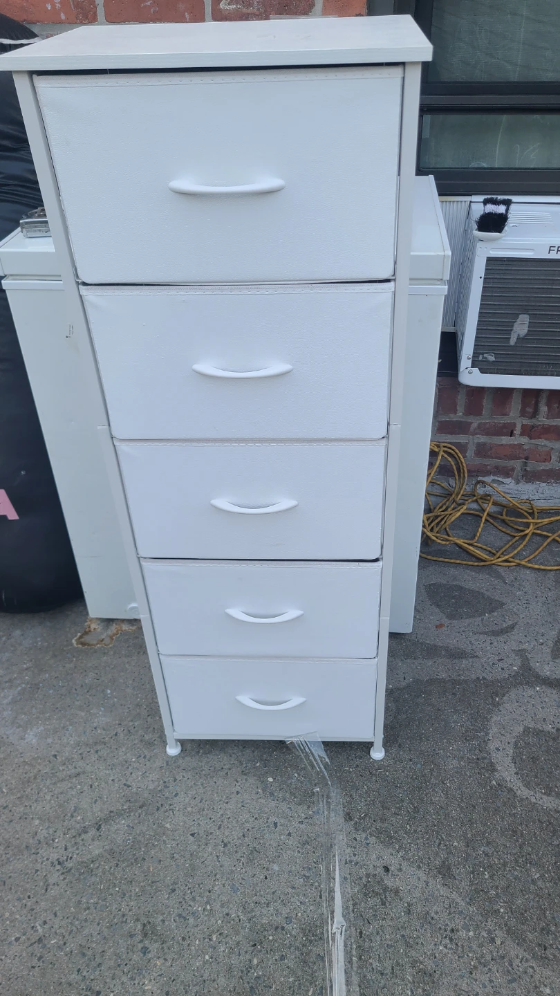 White 5-Drawer Fabric Dresser