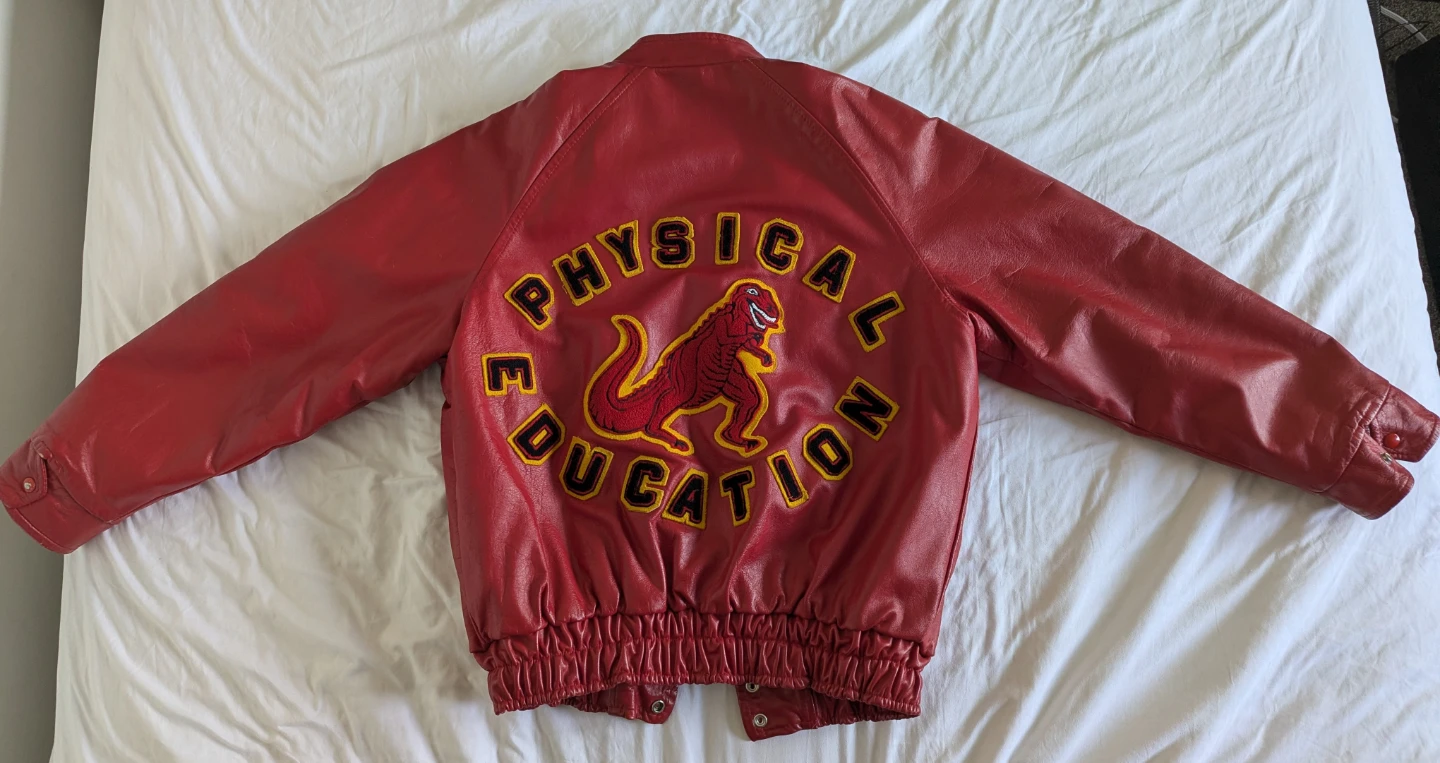 Red Leather Varsity Jacket "Physical Education" - photo 2