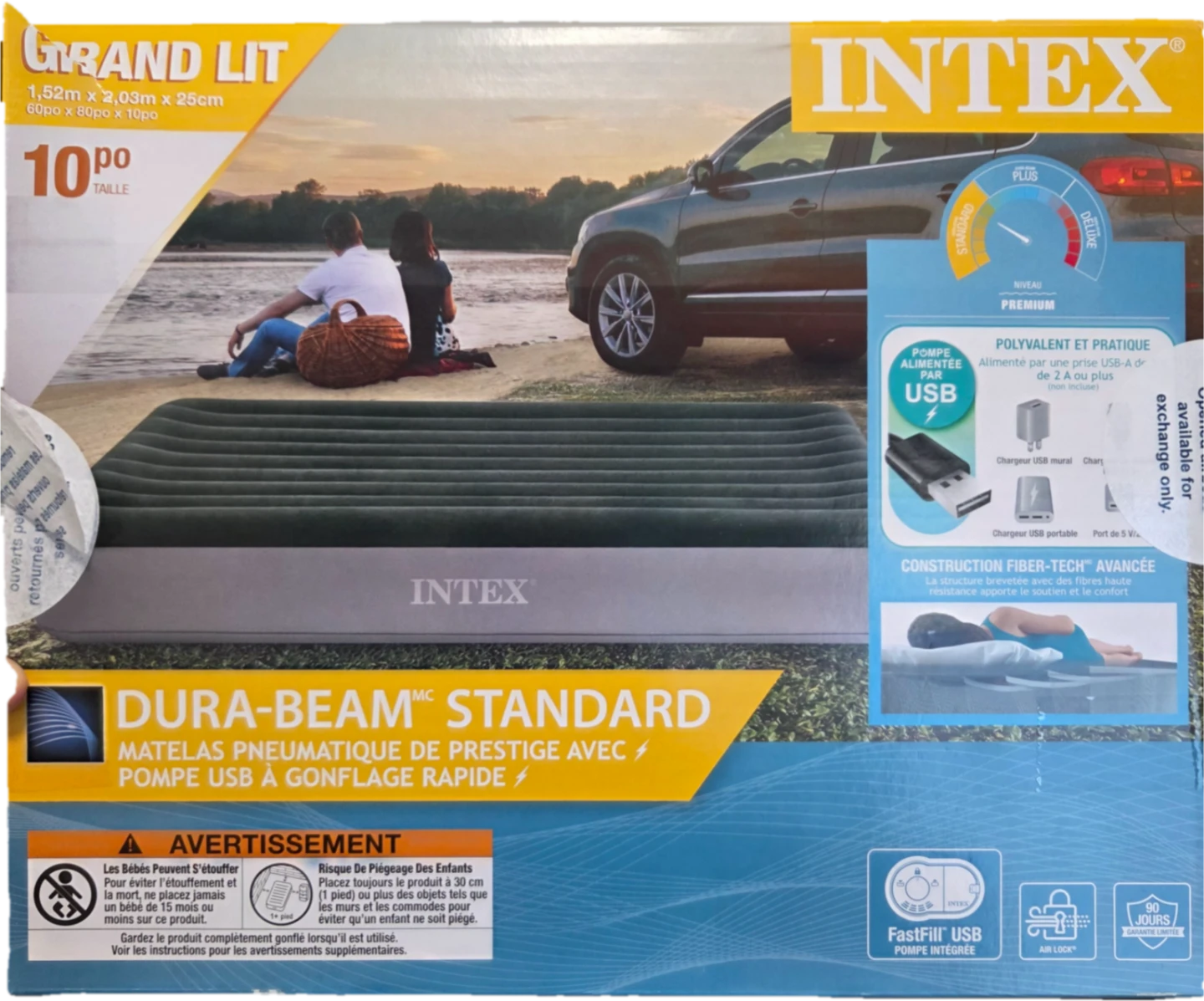 Intex Queen Dura-Beam Air Mattress with USB Pump