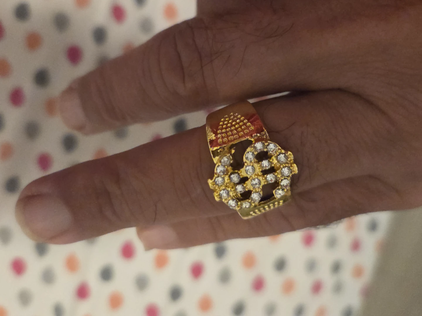 Gold tone ring with rhinestones - photo 2