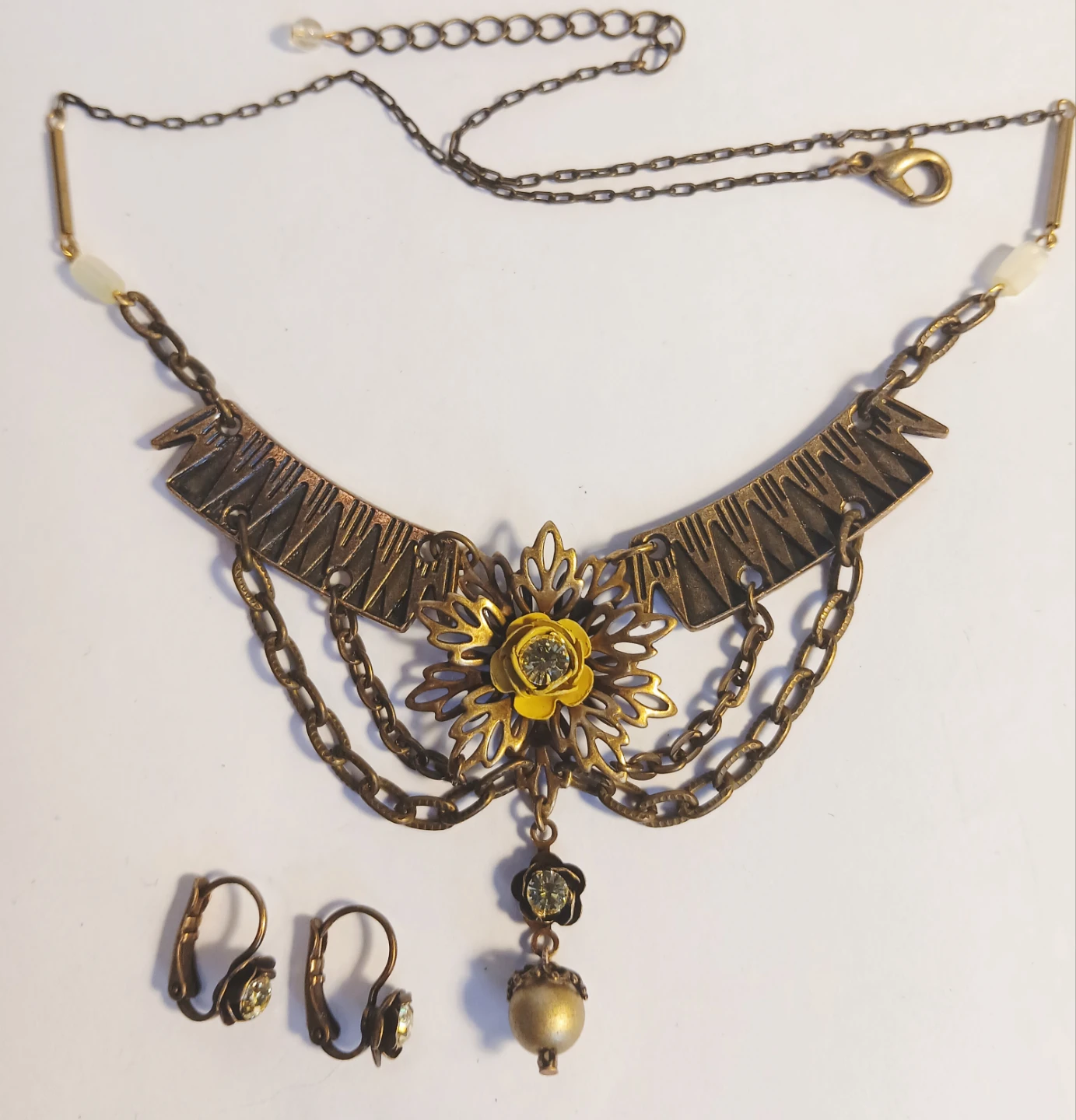 Statement Necklace and Earring Set with Floral Design - photo 2