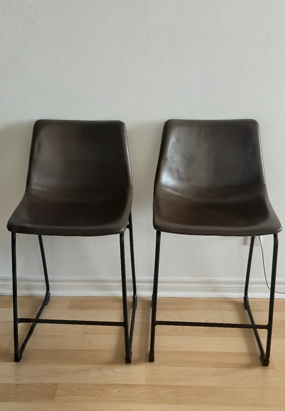 Set of 2 Brown Faux Leather Counter Stools - photo 2