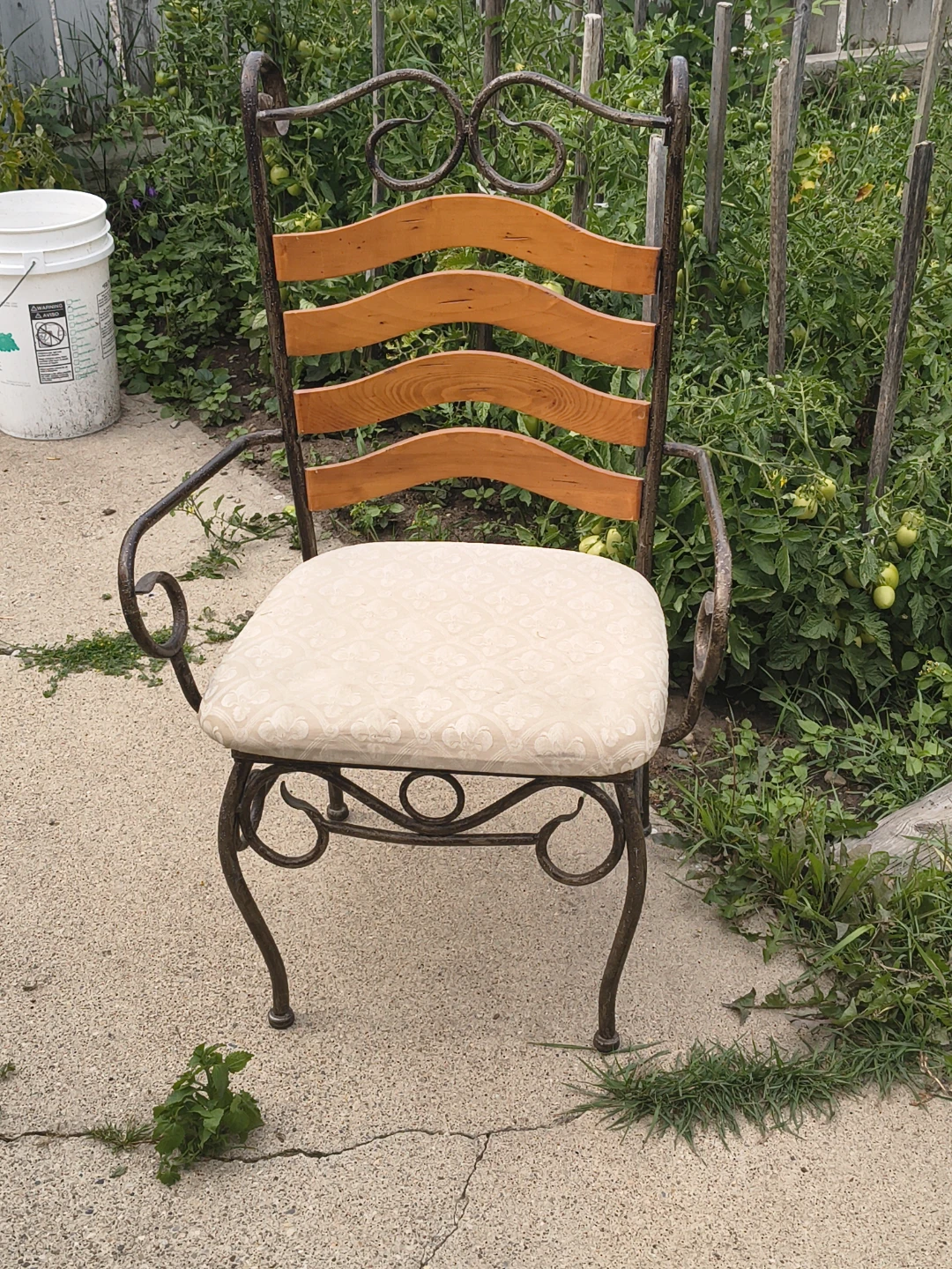 Metal and Wood Accent Chair