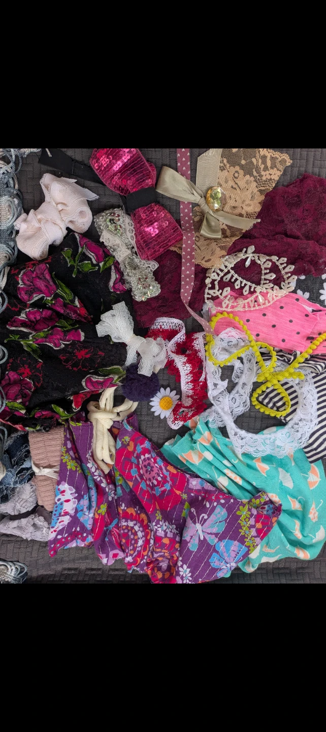 Bundle of Crafting Fabric Scraps & Trim