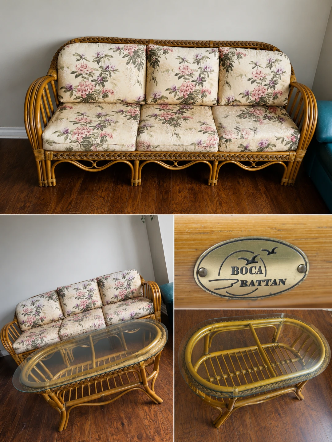 Boca Rattan 3-Seater Sofa with Coffee Table