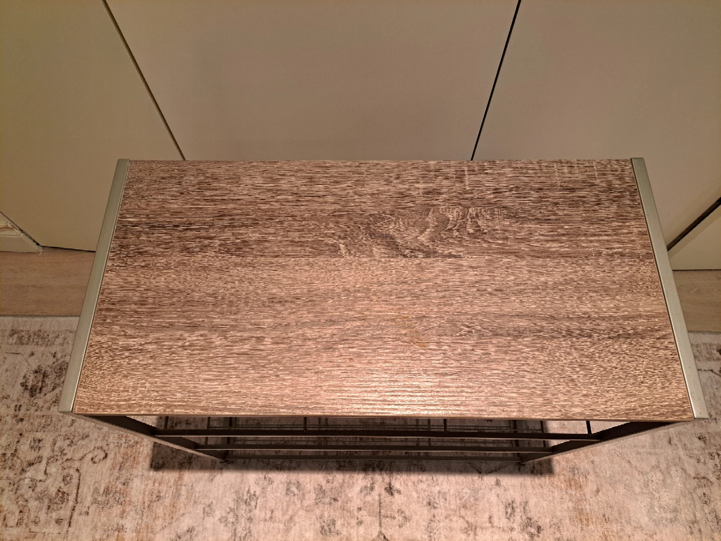 3-Tier Wire Shelf / Shoe Rack with Wood Top - photo 5